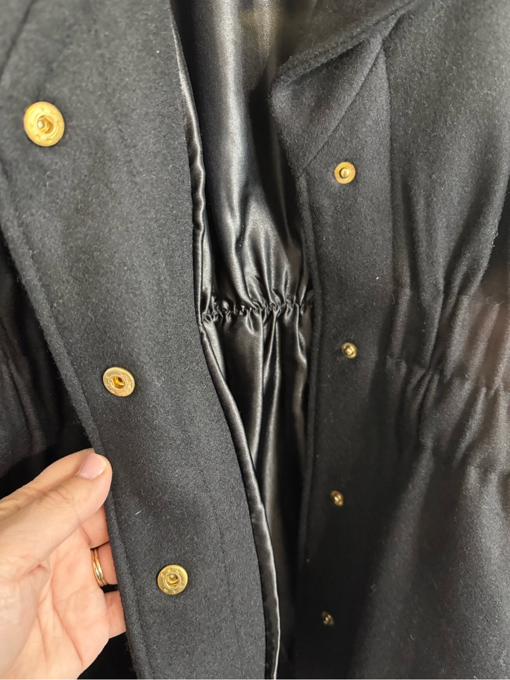 NWT Hilary Radley Black Wool Cinched Poncho Cape Coat‎ Batwing-Sleeves Vintage M - Picture 6 of 14